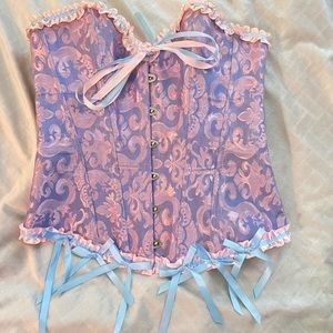 Pink purple and blue corset top